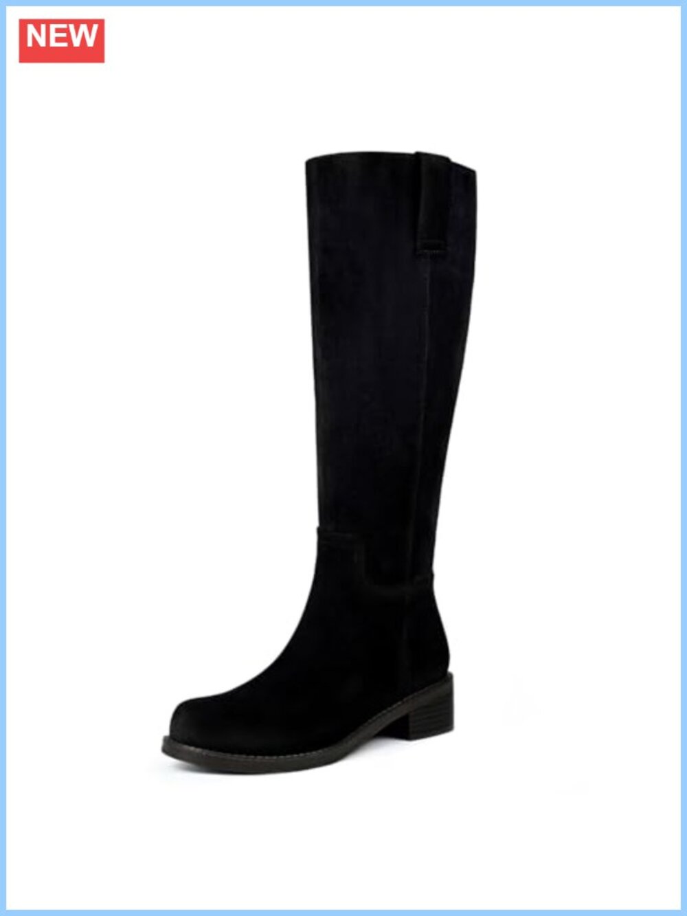 Knee High Boots Women Low Heel Flat Tall Boots Chunky Heel Round Toe Riding Boot